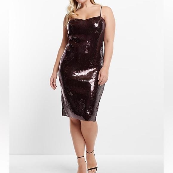 NWT Express Sequin Sweetheart Neckline Midi Sheath Dress - Picture 8 of 13